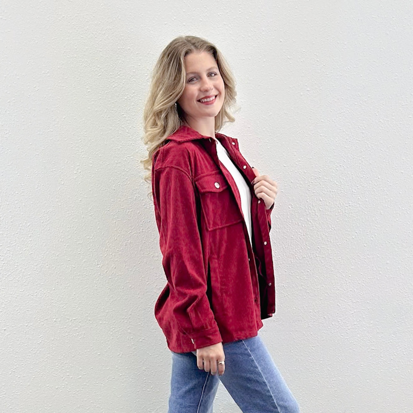 Burgundy Corduroy Shacket