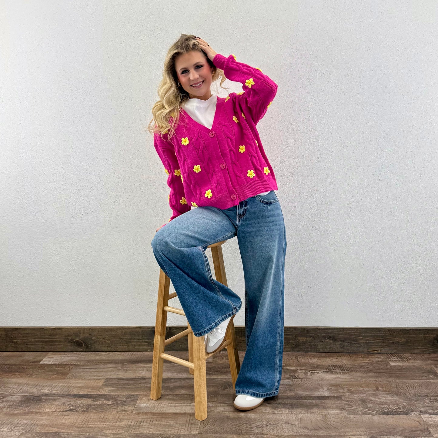 Floral Magenta Cardigan