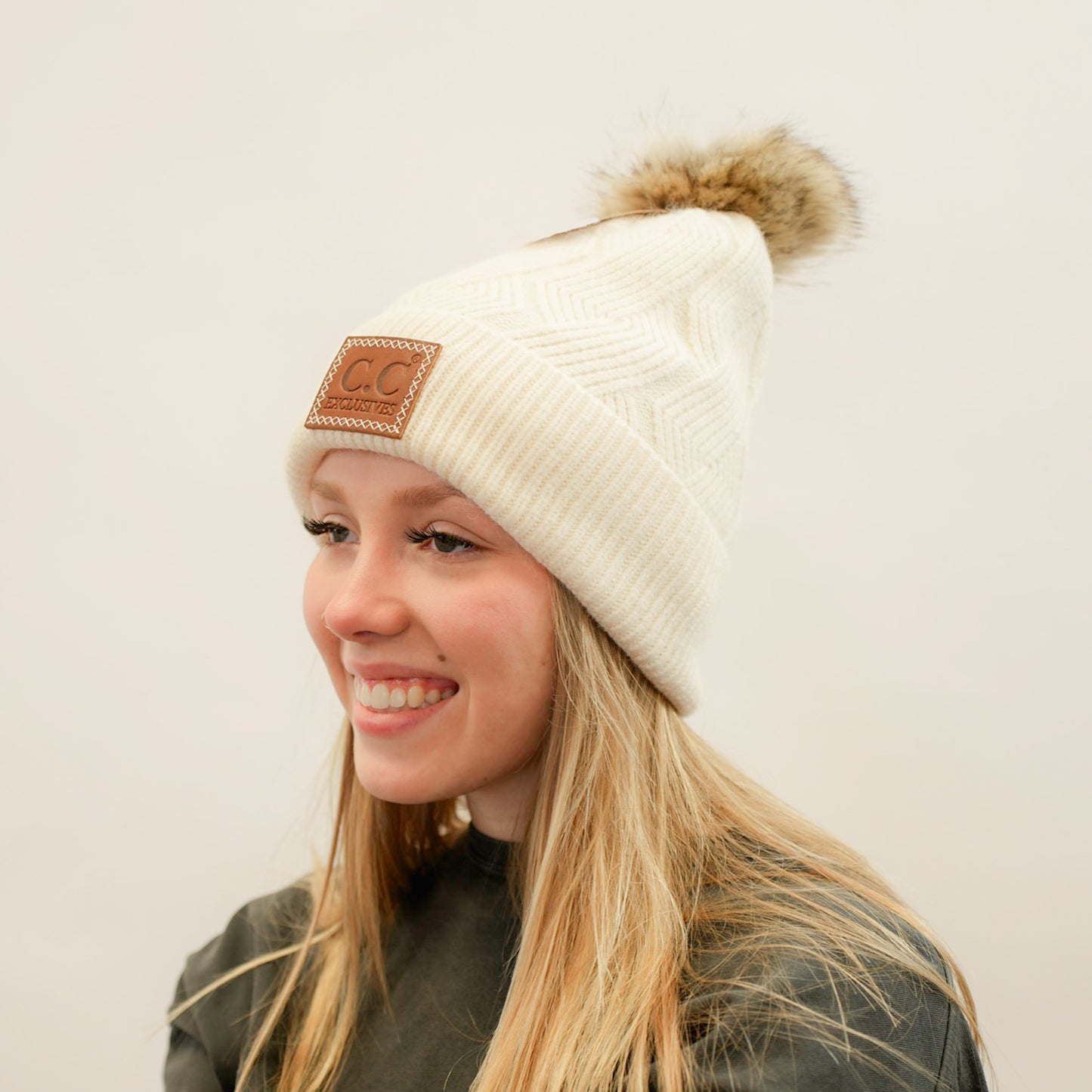 CC Geometric Pom Beanie