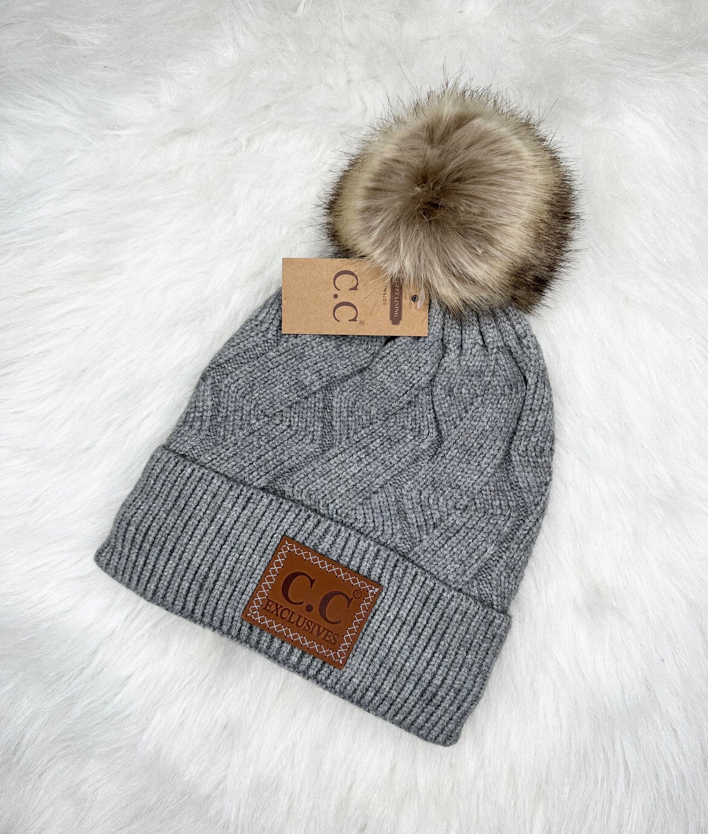 CC Geometric Pom Beanie