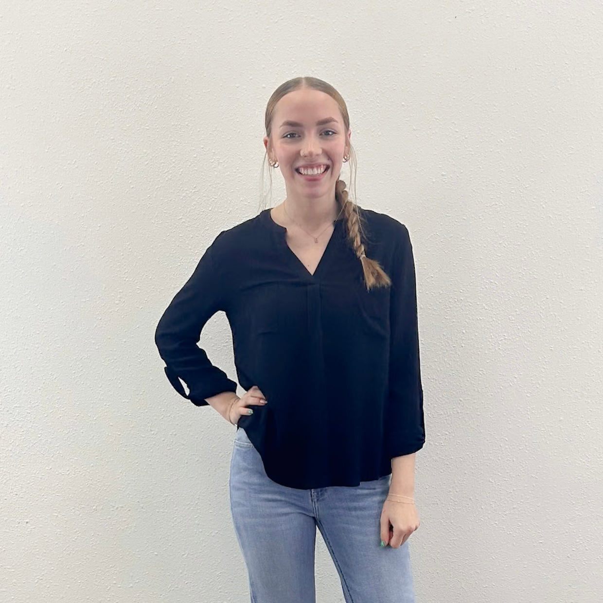 Black V-neck Blouse