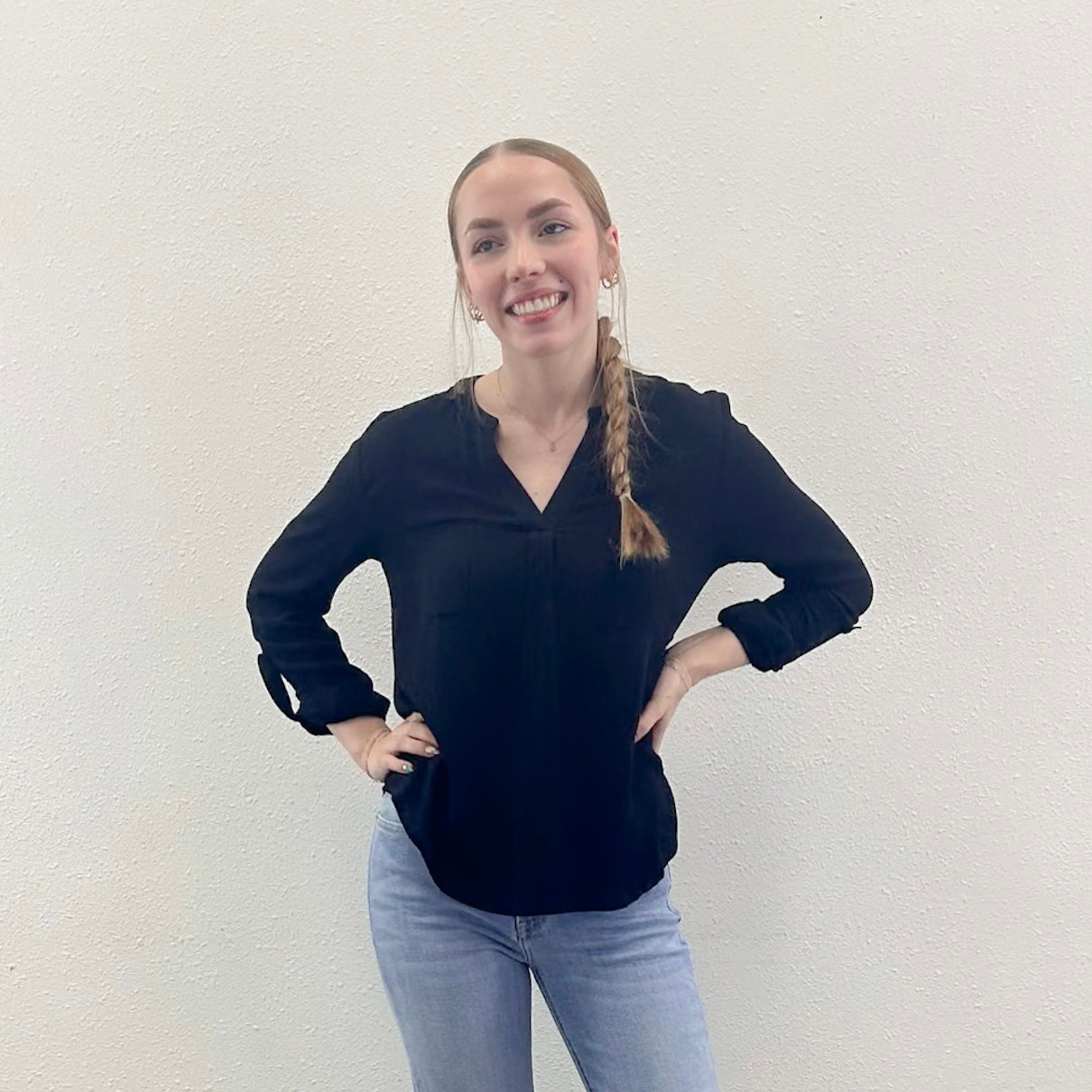 Black V-neck Blouse