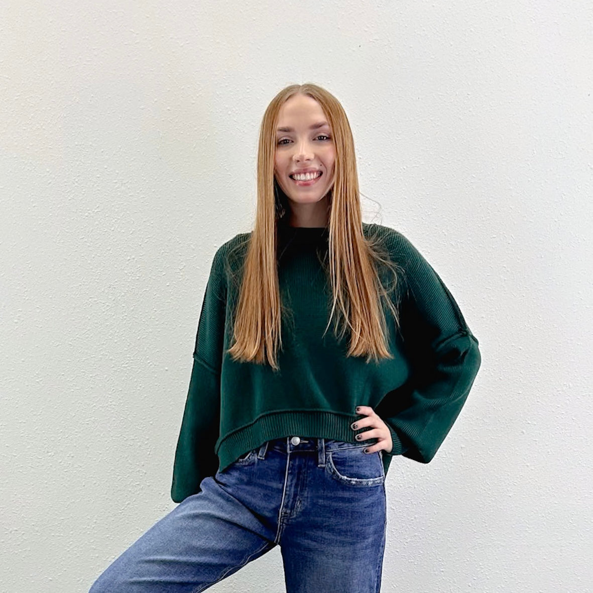 Green Crop Sweater