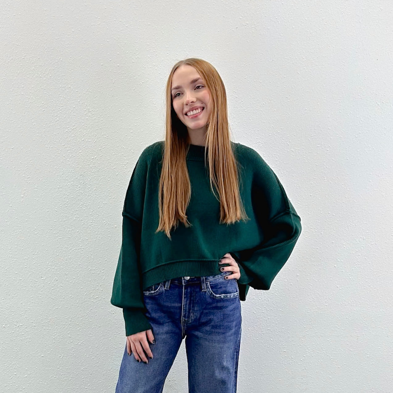 Green Crop Sweater