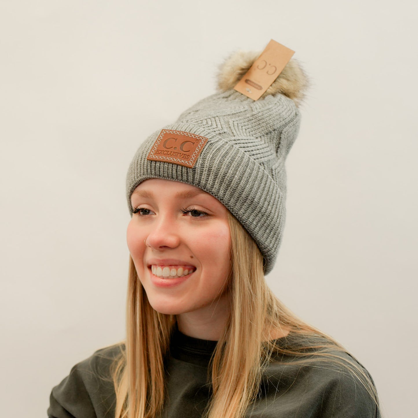 CC Geometric Pom Beanie