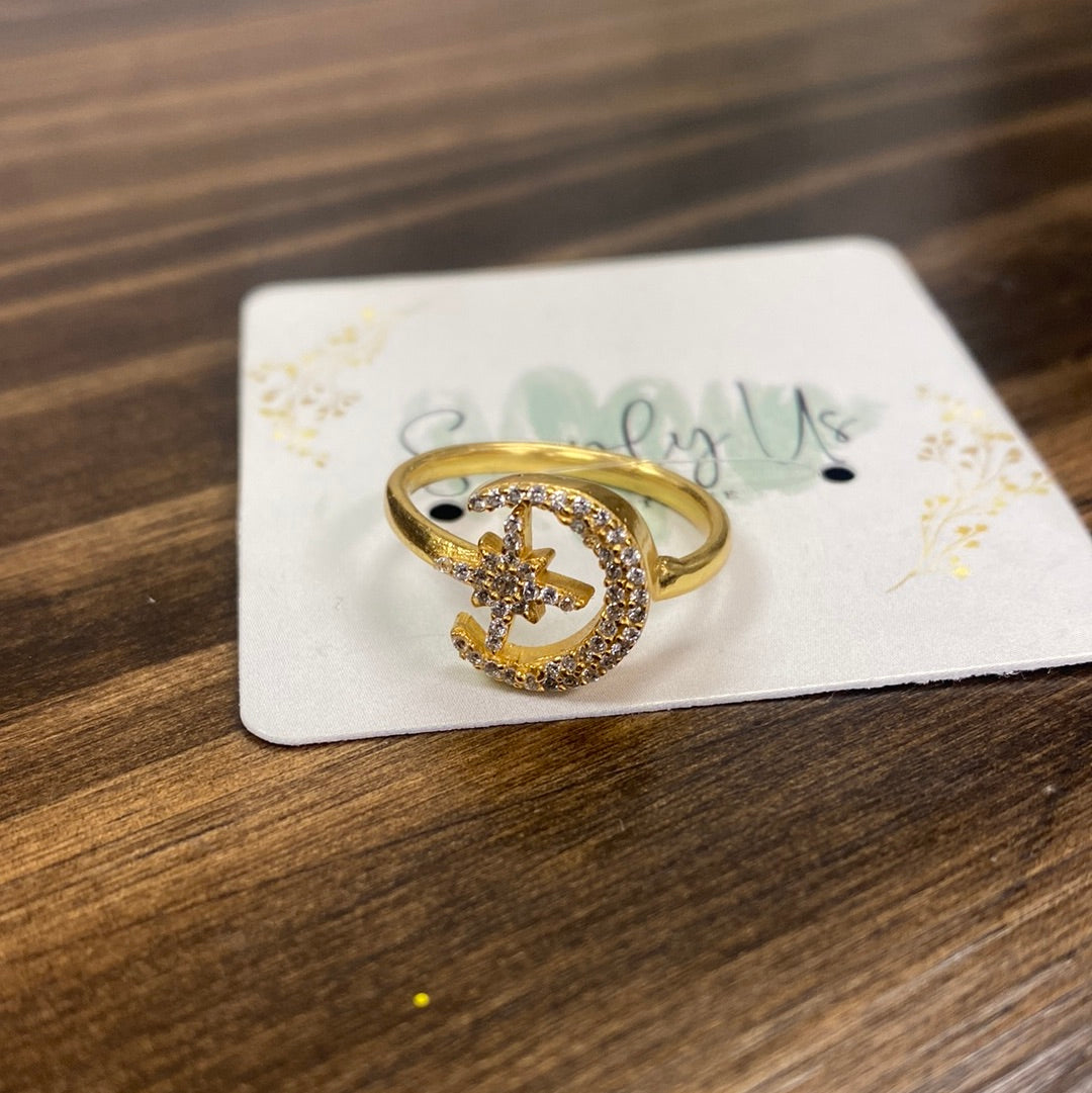Moon and Star Ring