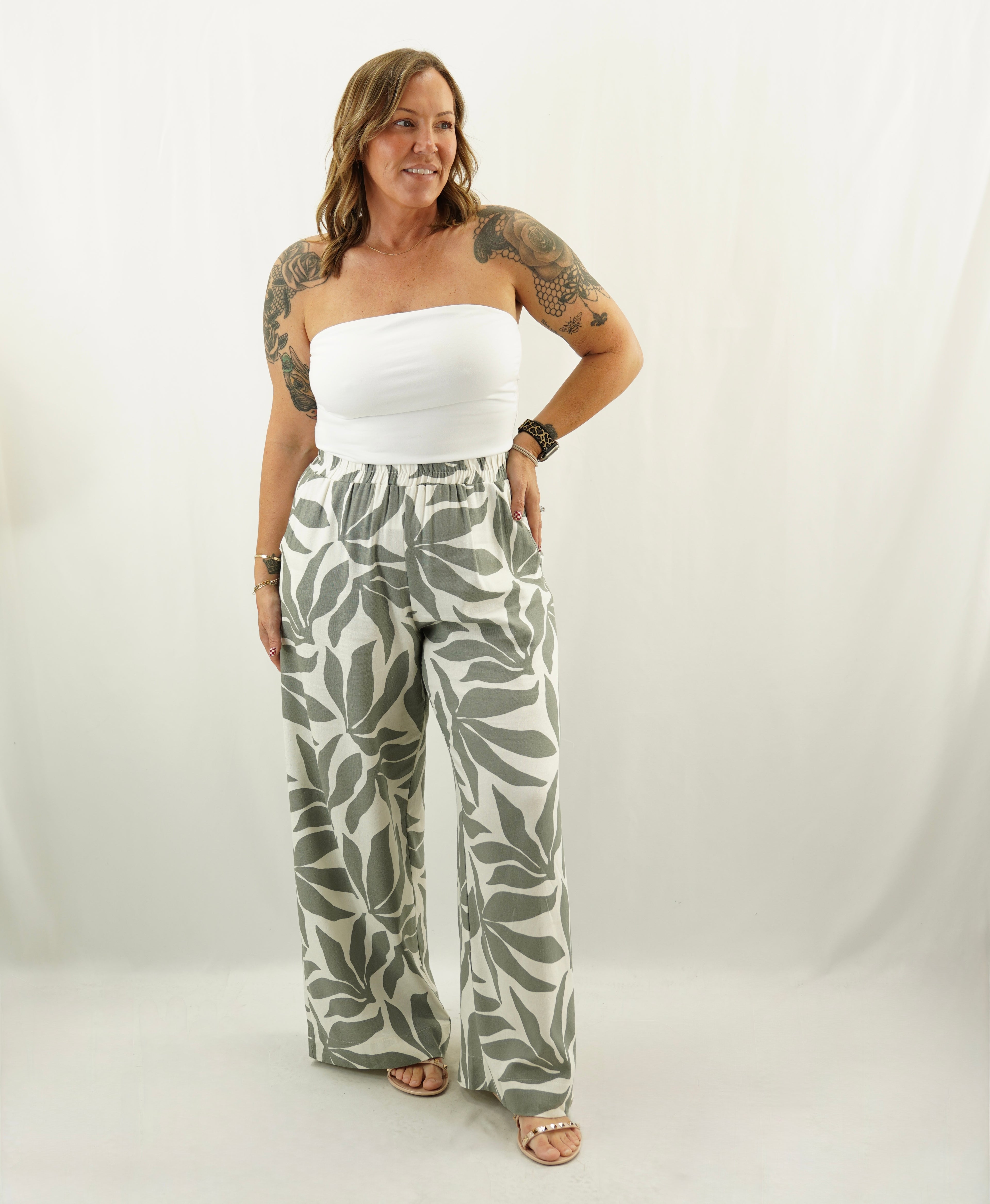 Sage Floral Pants