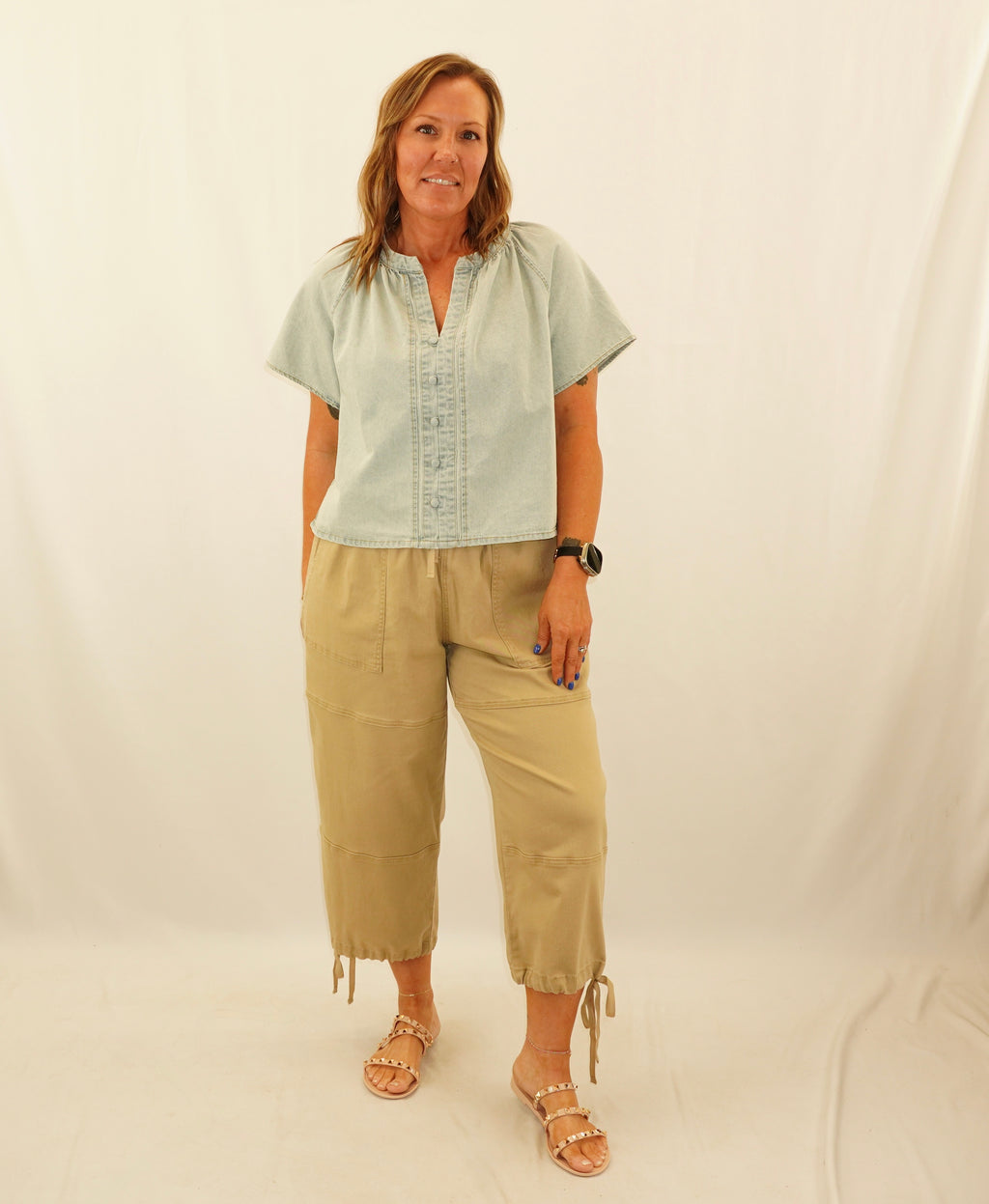 Khaki Cropped Pants