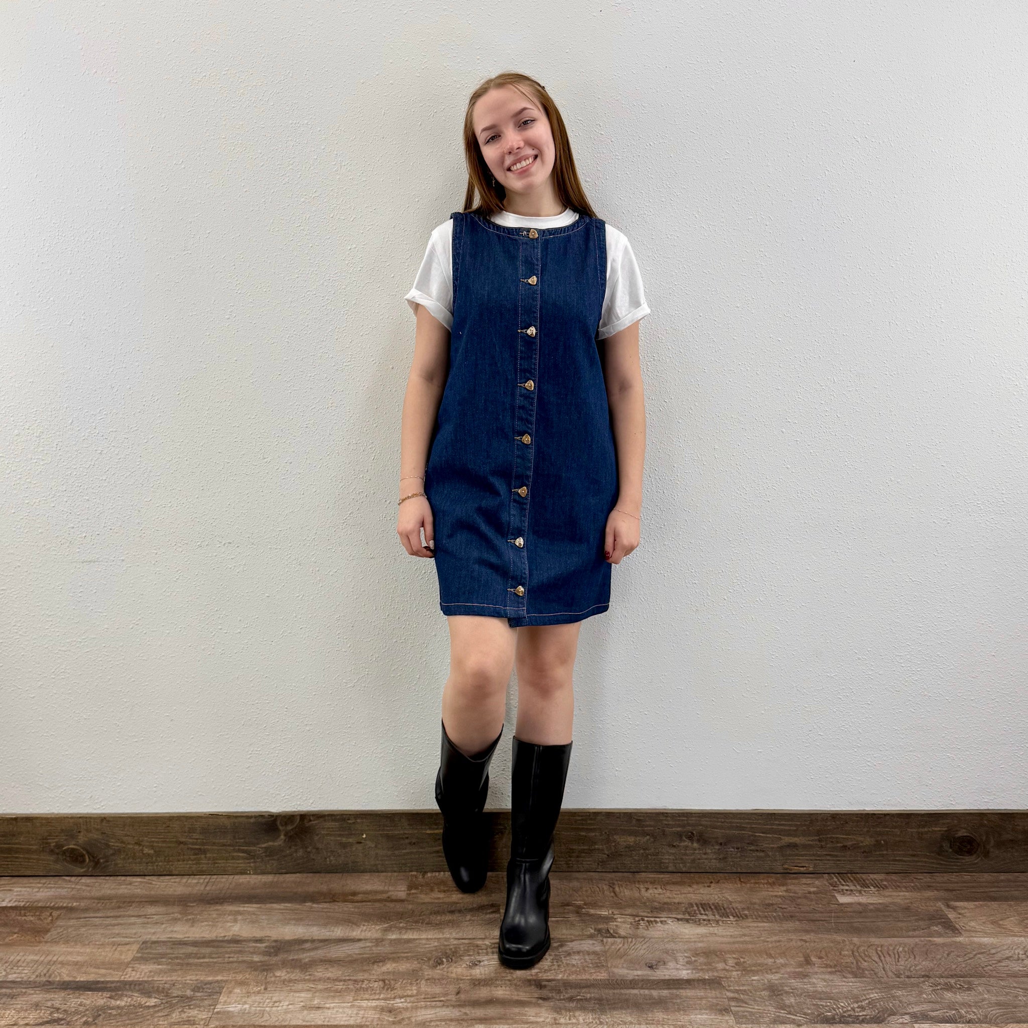 Denim Button Mini Dress