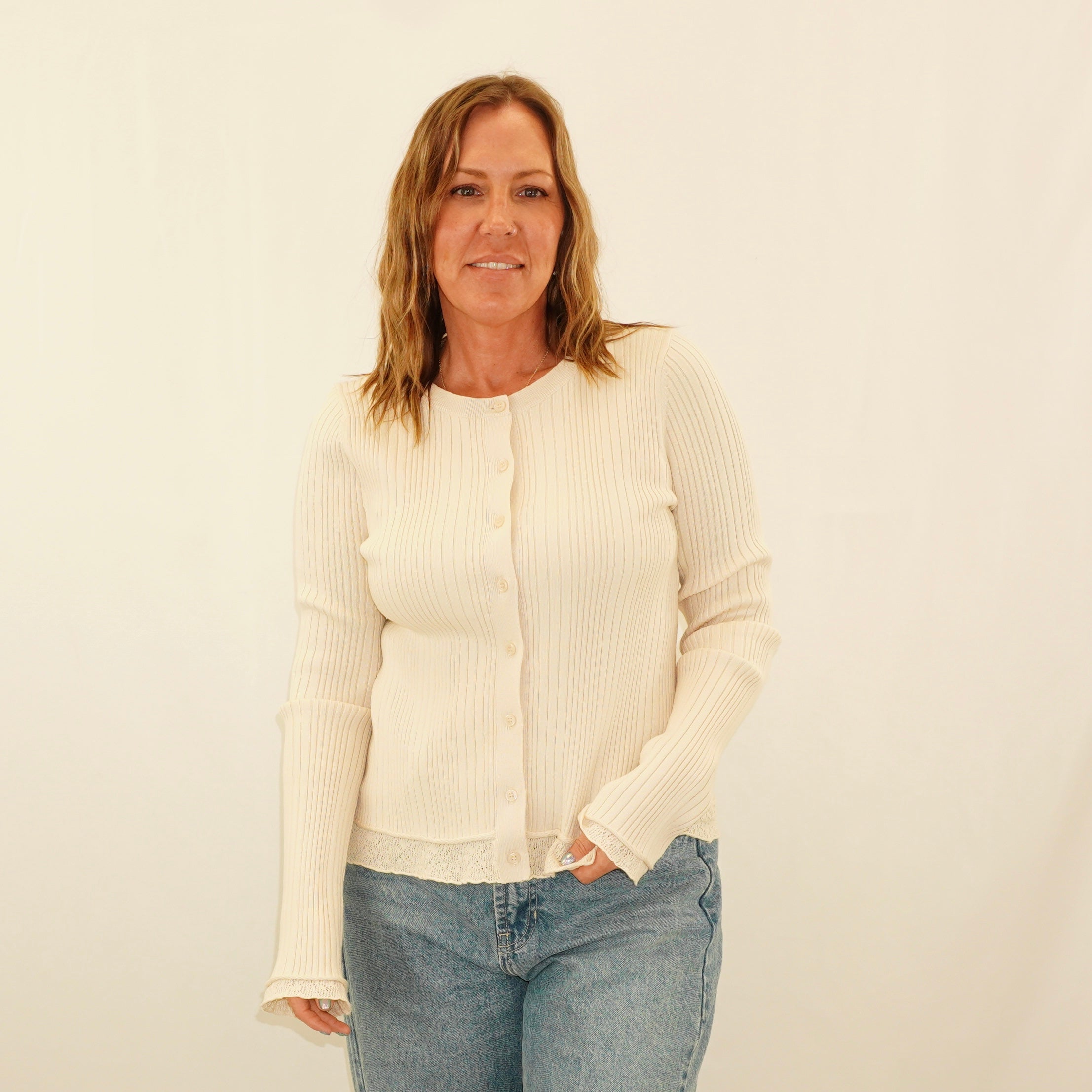 Ribbed Natural Cardigan