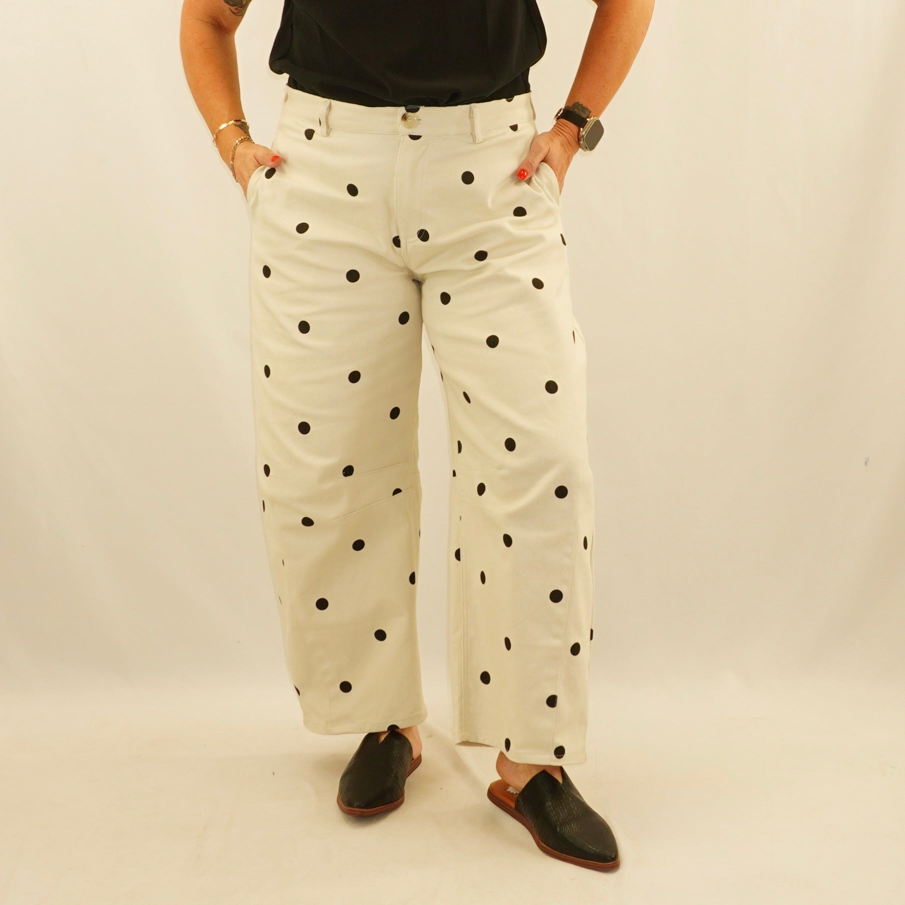 Polka Dot Barrel Pants