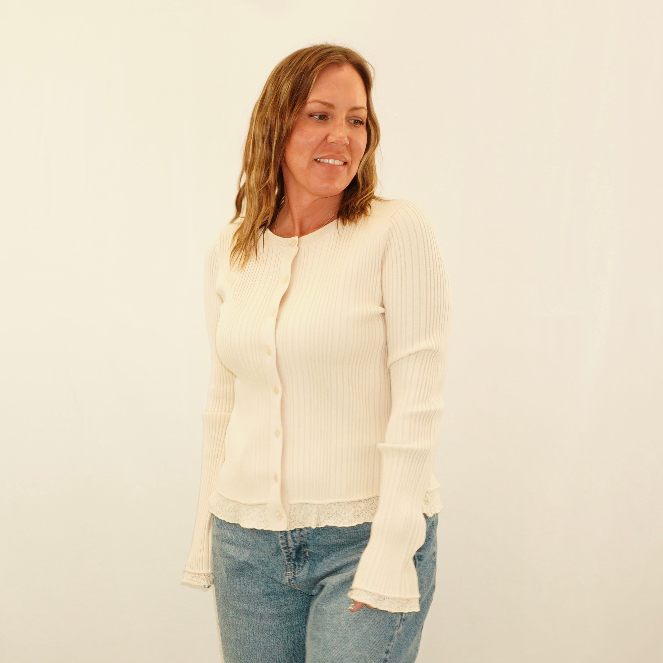 Ribbed Natural Cardigan