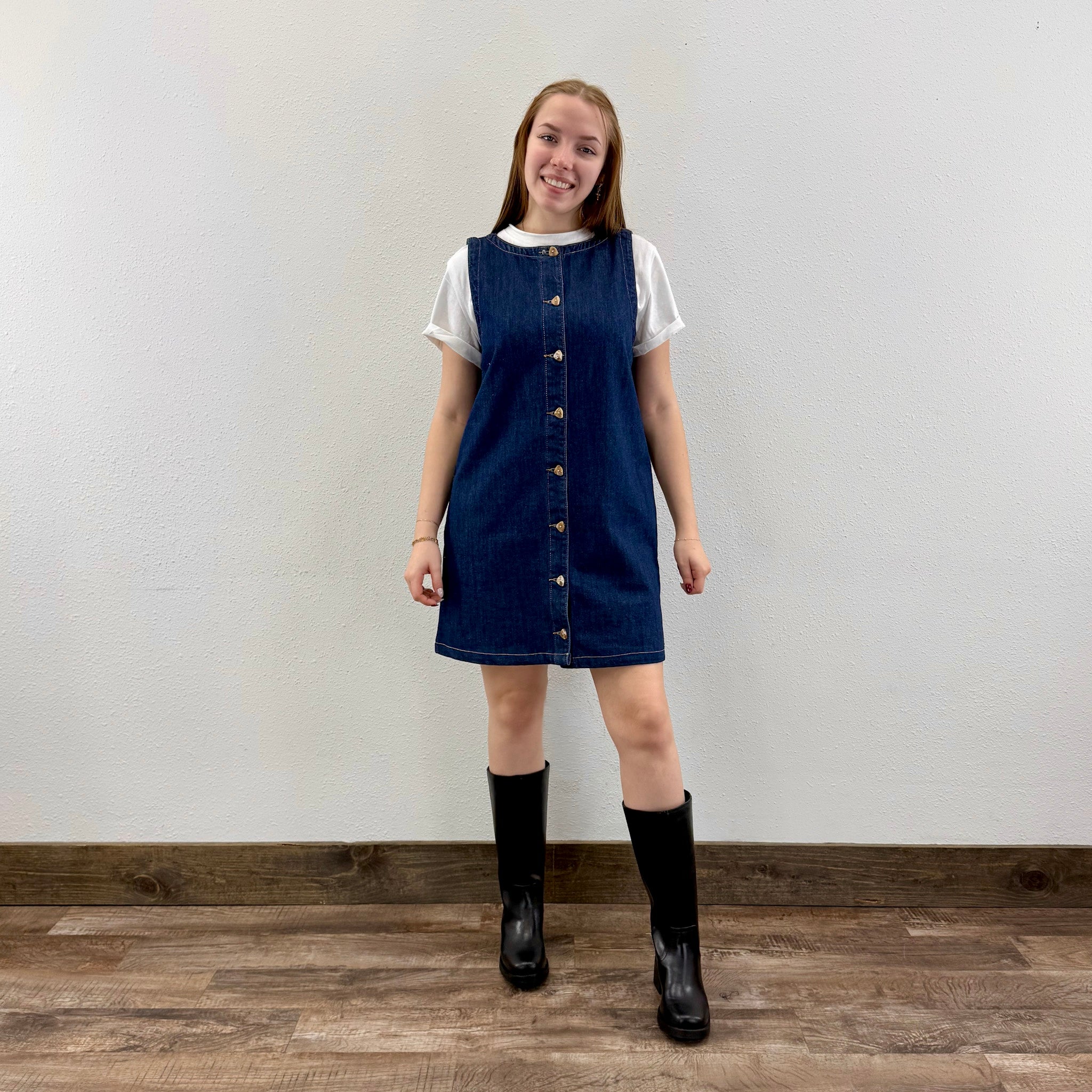 Denim Button Mini Dress