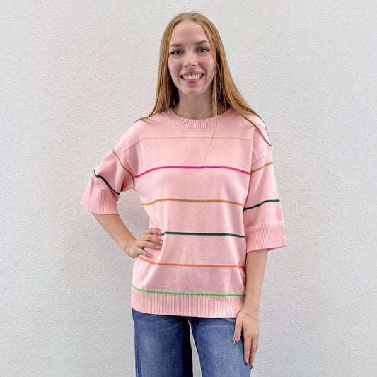 Pink Stripe Sweater