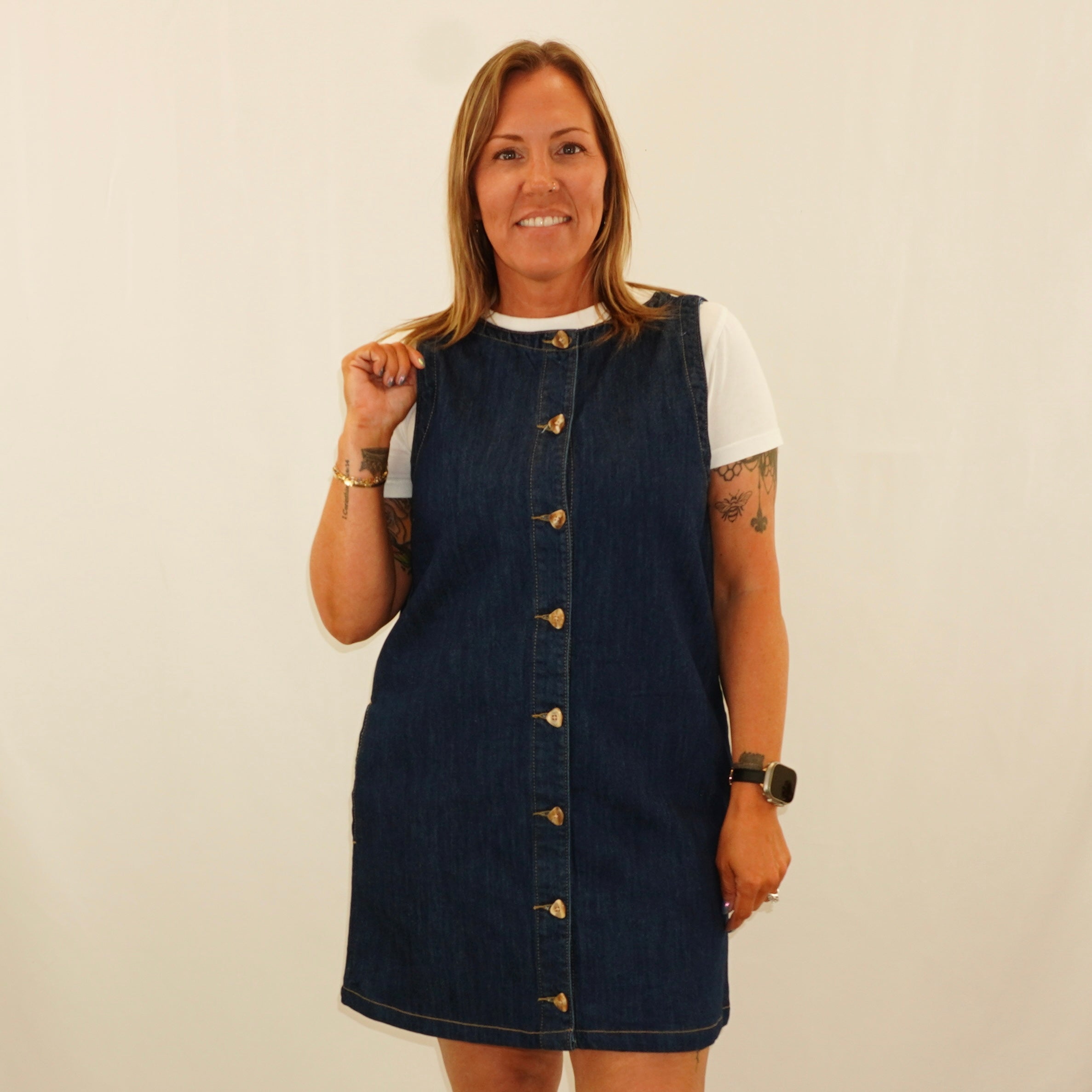 Denim Button Mini Dress