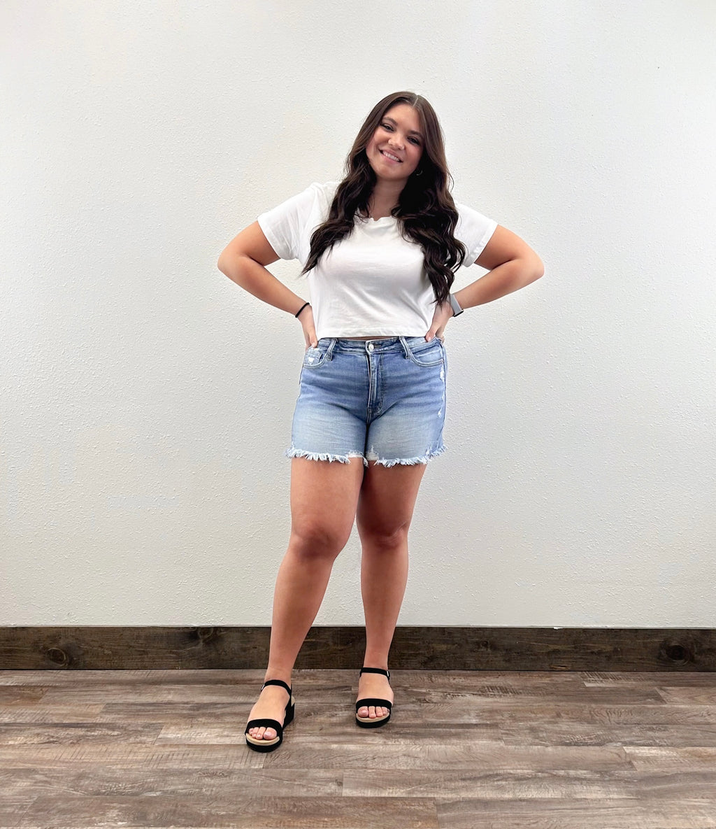 Curvy Distressed Shorts