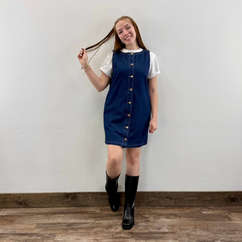 Denim Button Mini Dress
