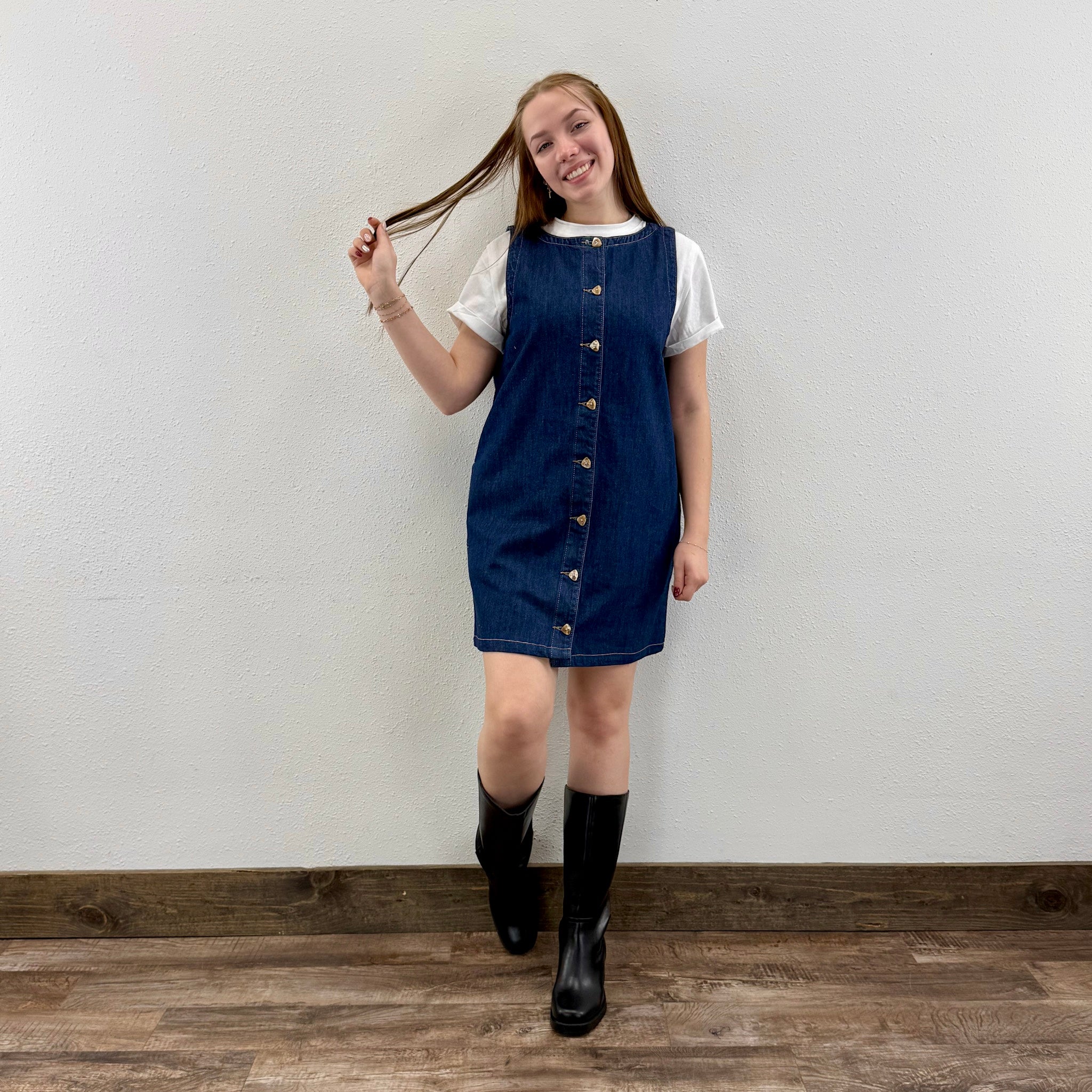 Denim Button Mini Dress