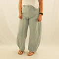 Pinstriped Barrel Jeans