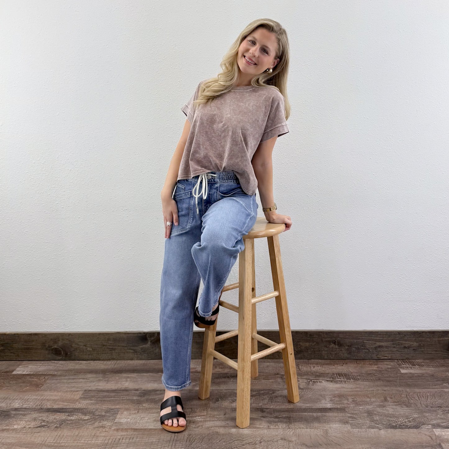 Drawstring Barrel Jeans