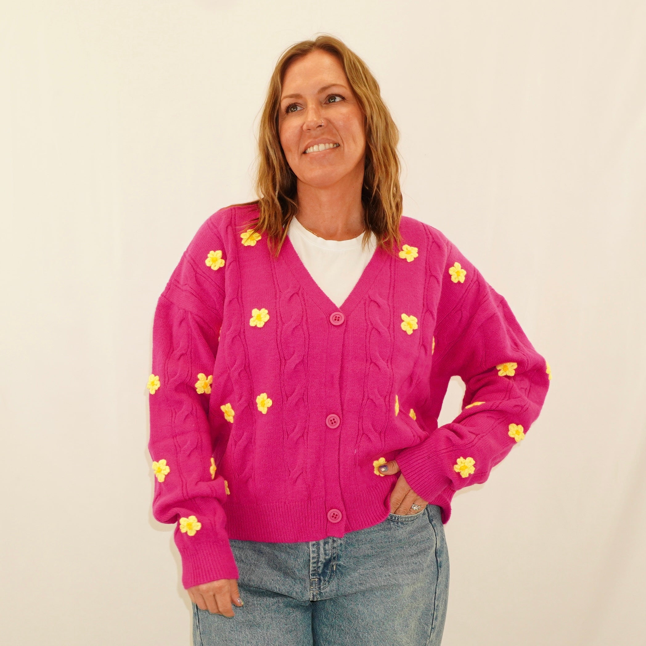 Floral Magenta Cardigan