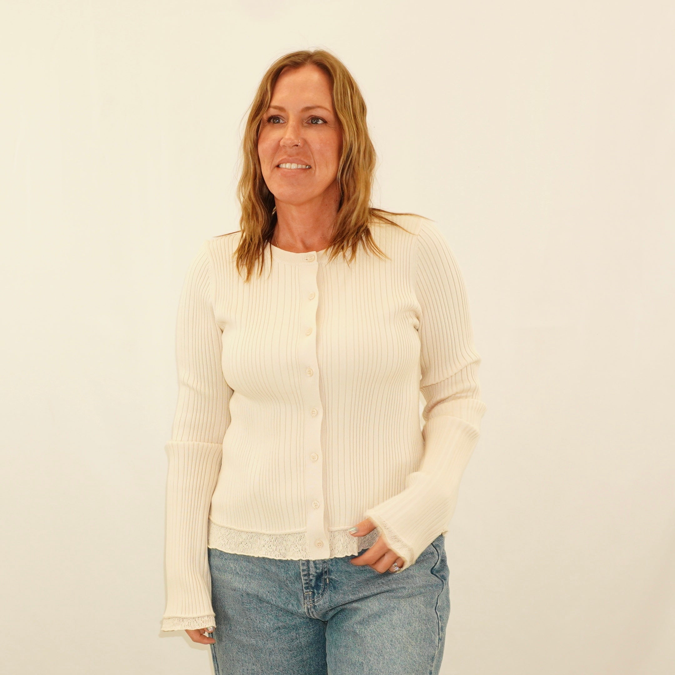 Ribbed Natural Cardigan