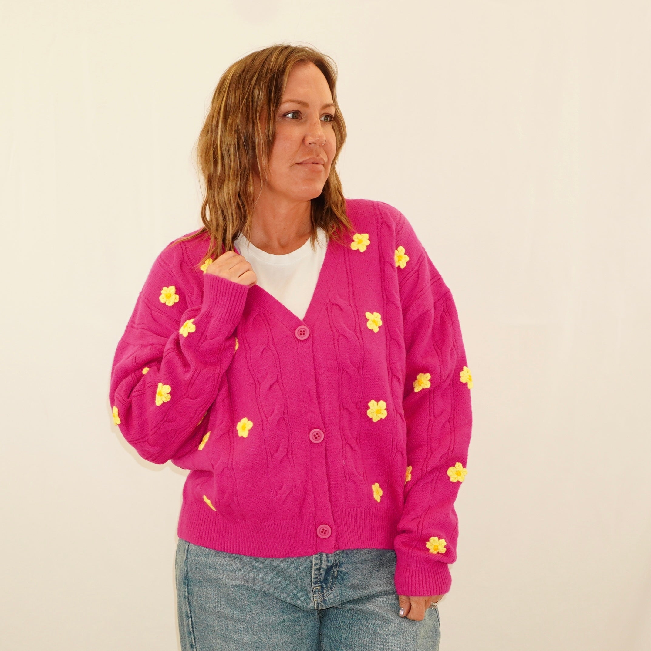 Floral Magenta Cardigan