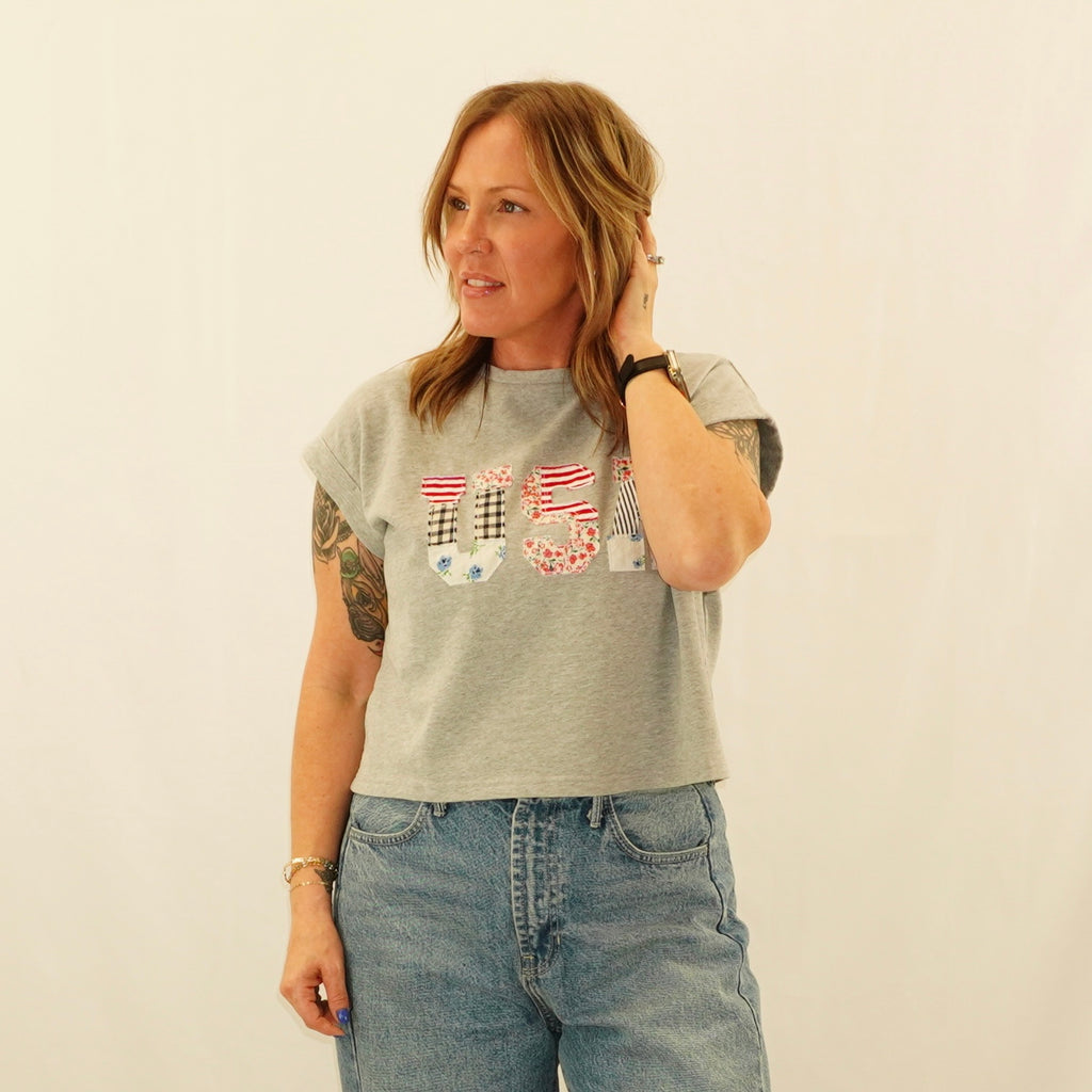 USA Patchwork Floral Top
