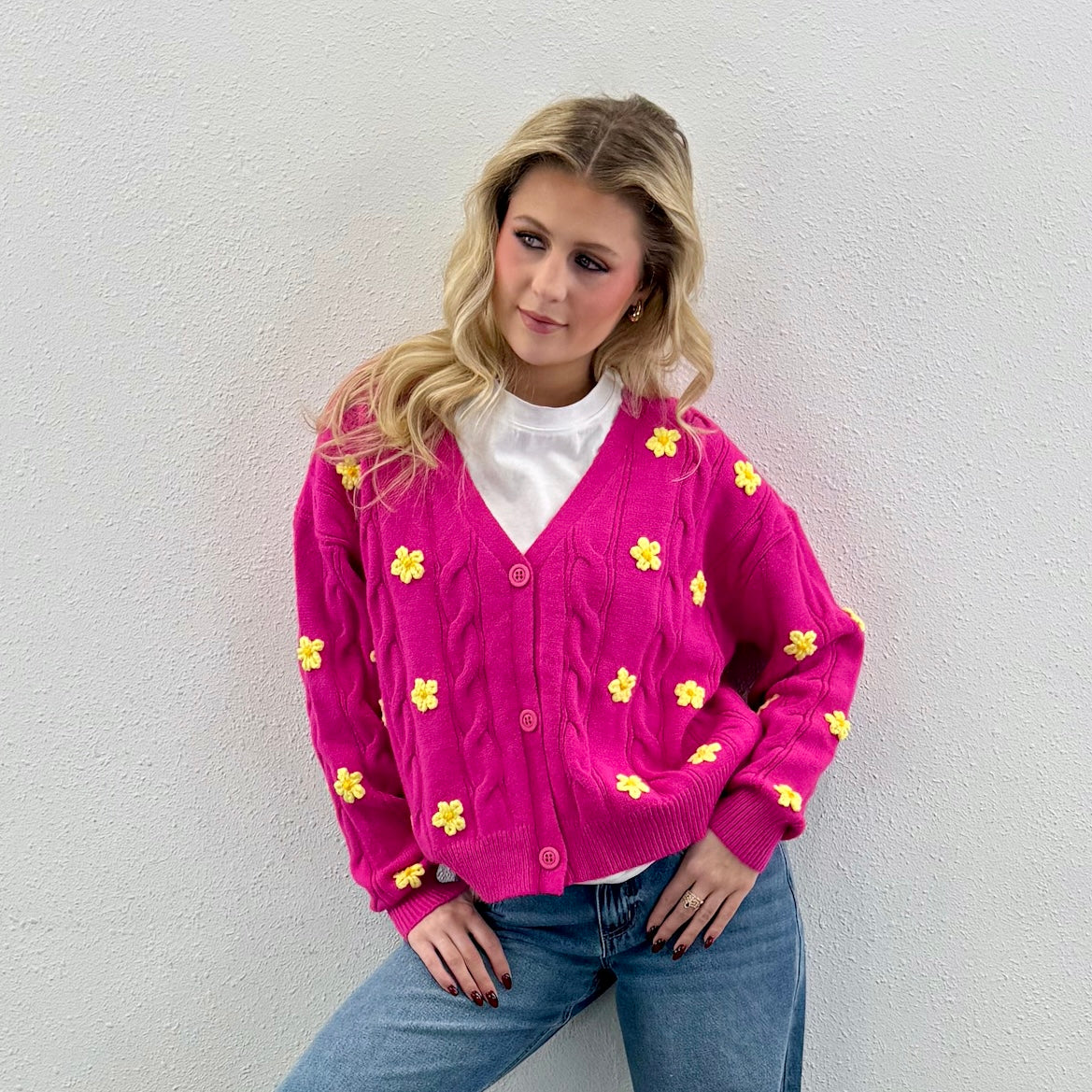 Floral Magenta Cardigan