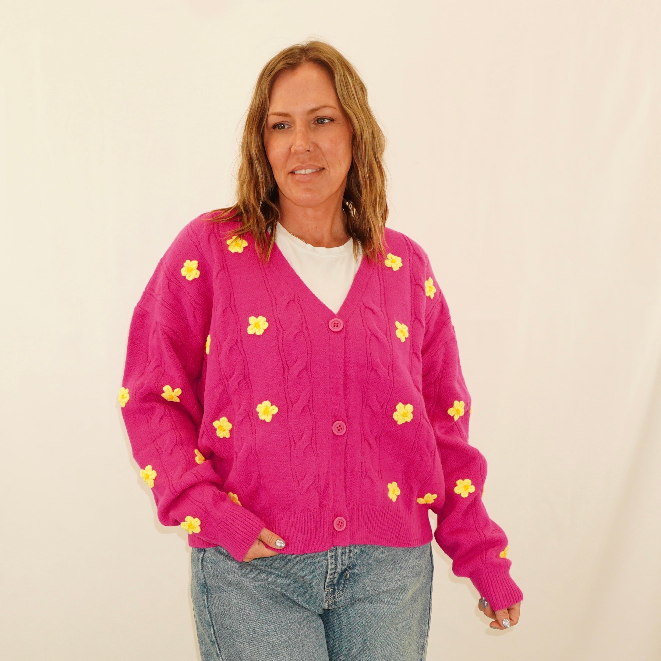 Floral Magenta Cardigan