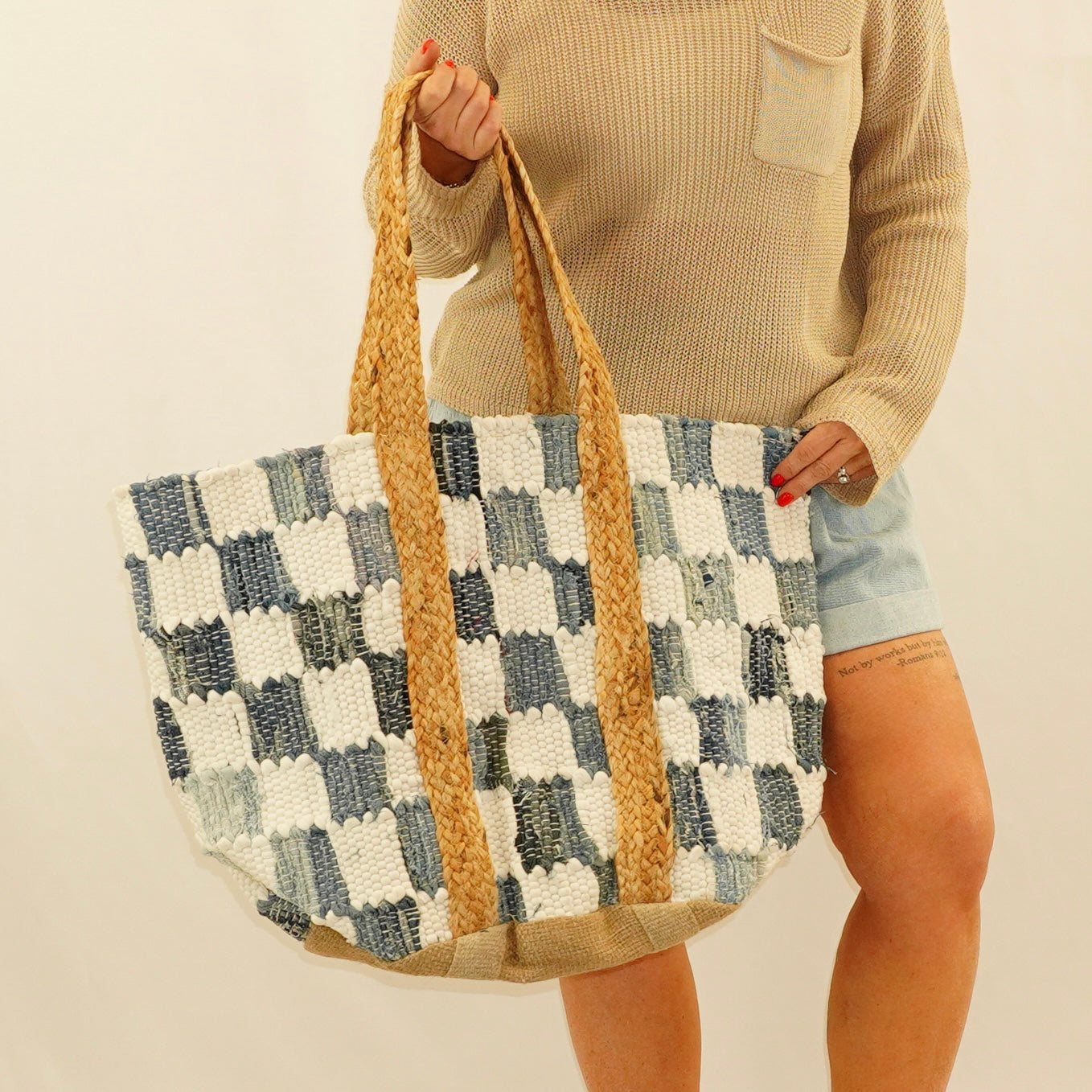 Denim Woven Tote