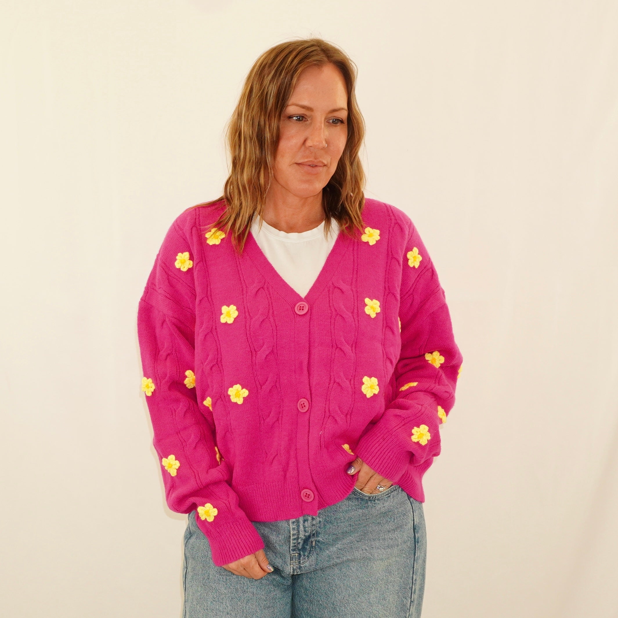 Floral Magenta Cardigan
