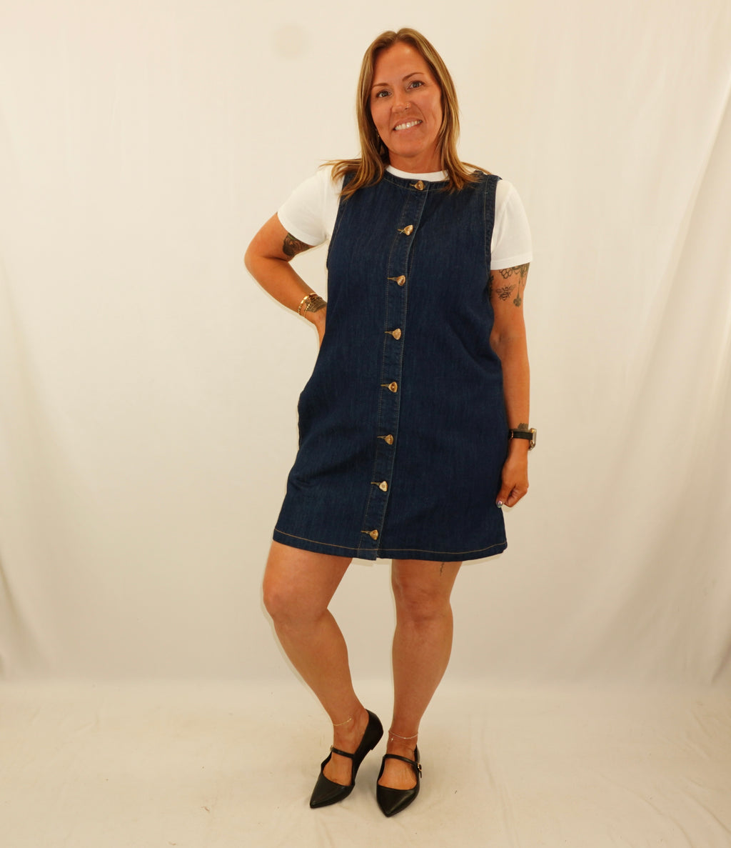 Denim Button Mini Dress