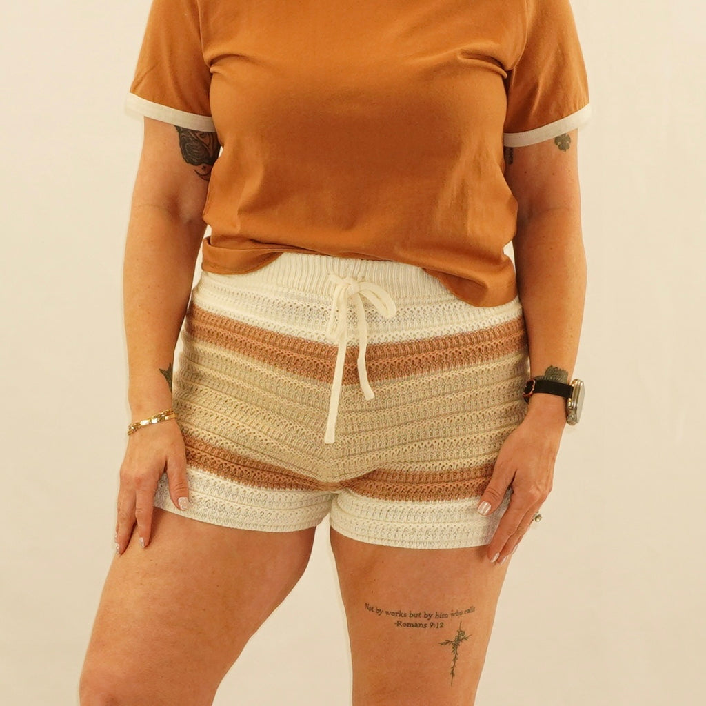 Striped Crochet Shorts