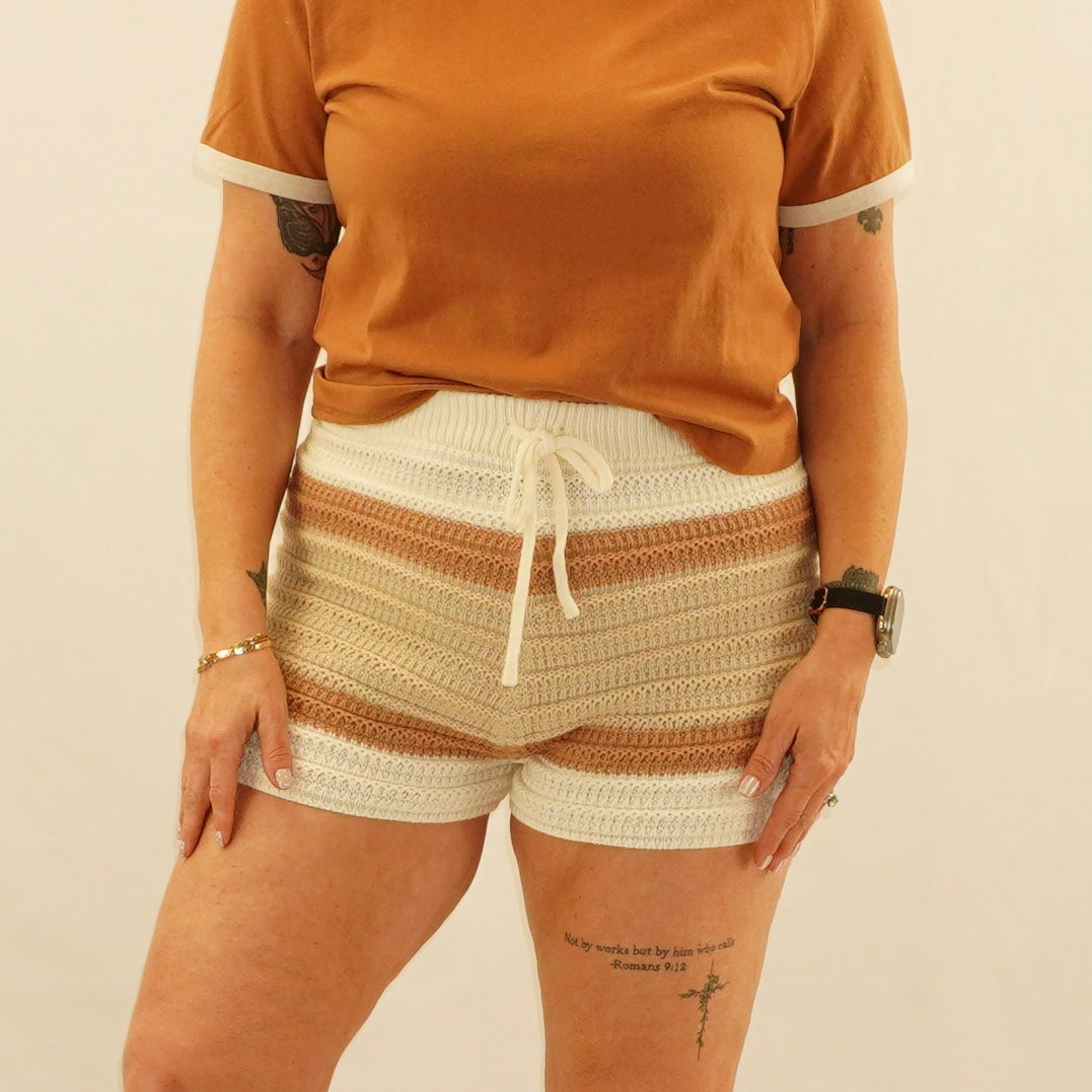 Striped Crochet Shorts