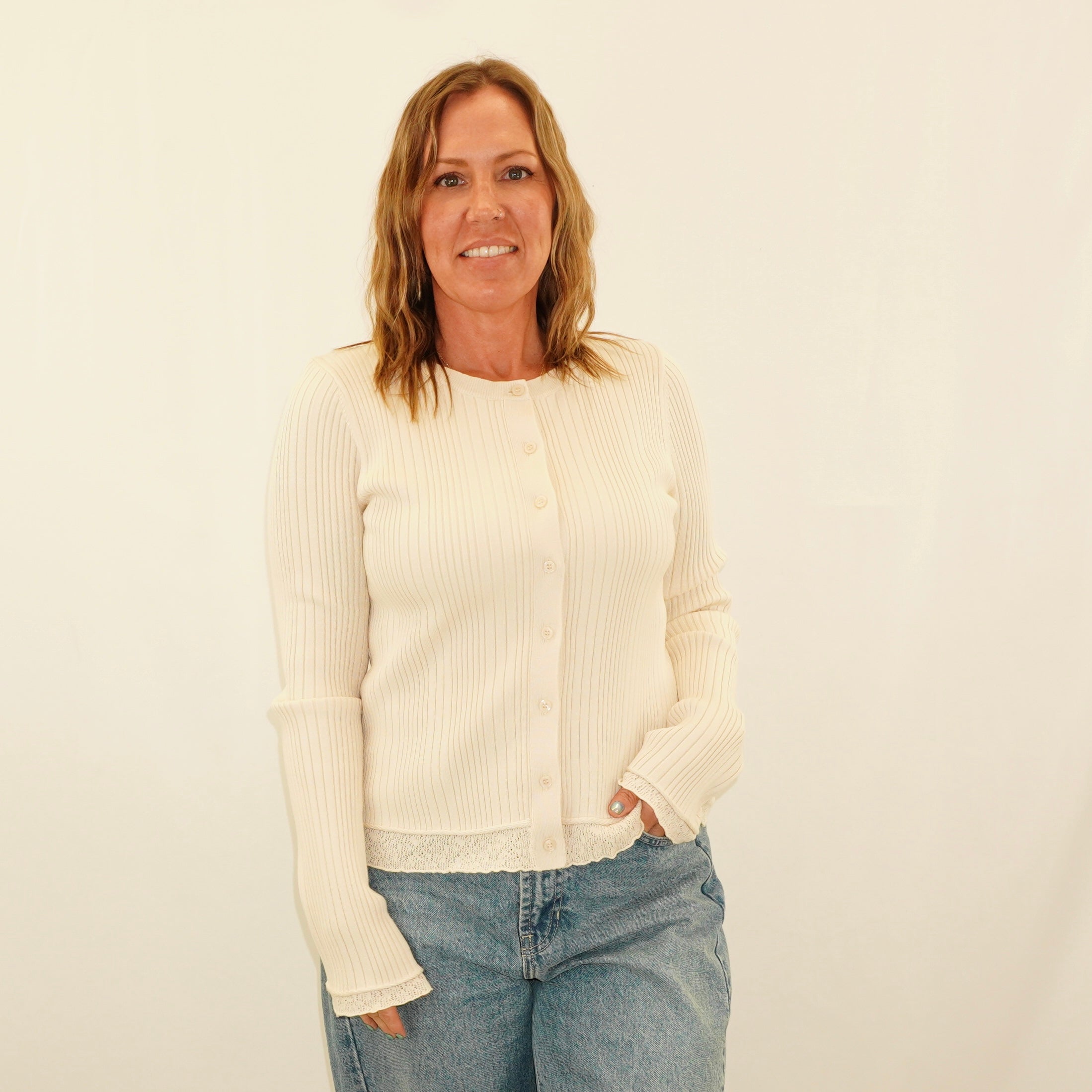 Ribbed Natural Cardigan