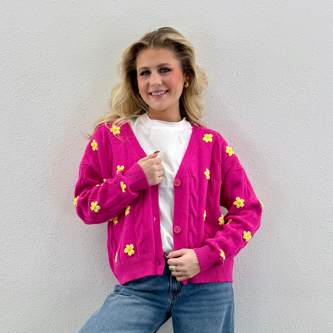 Floral Magenta Cardigan