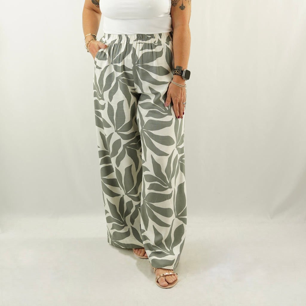 Sage Floral Pants