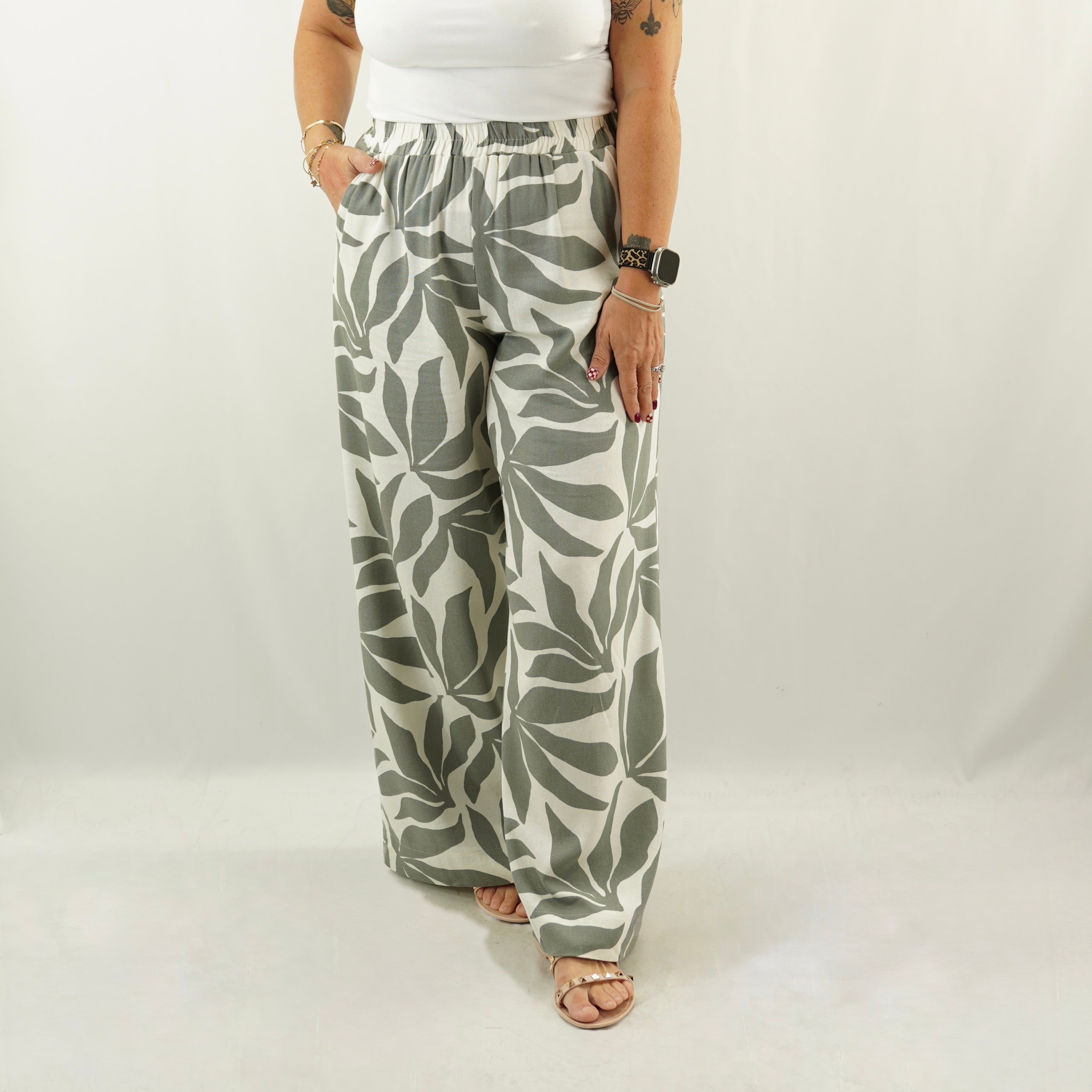 Sage Floral Pants
