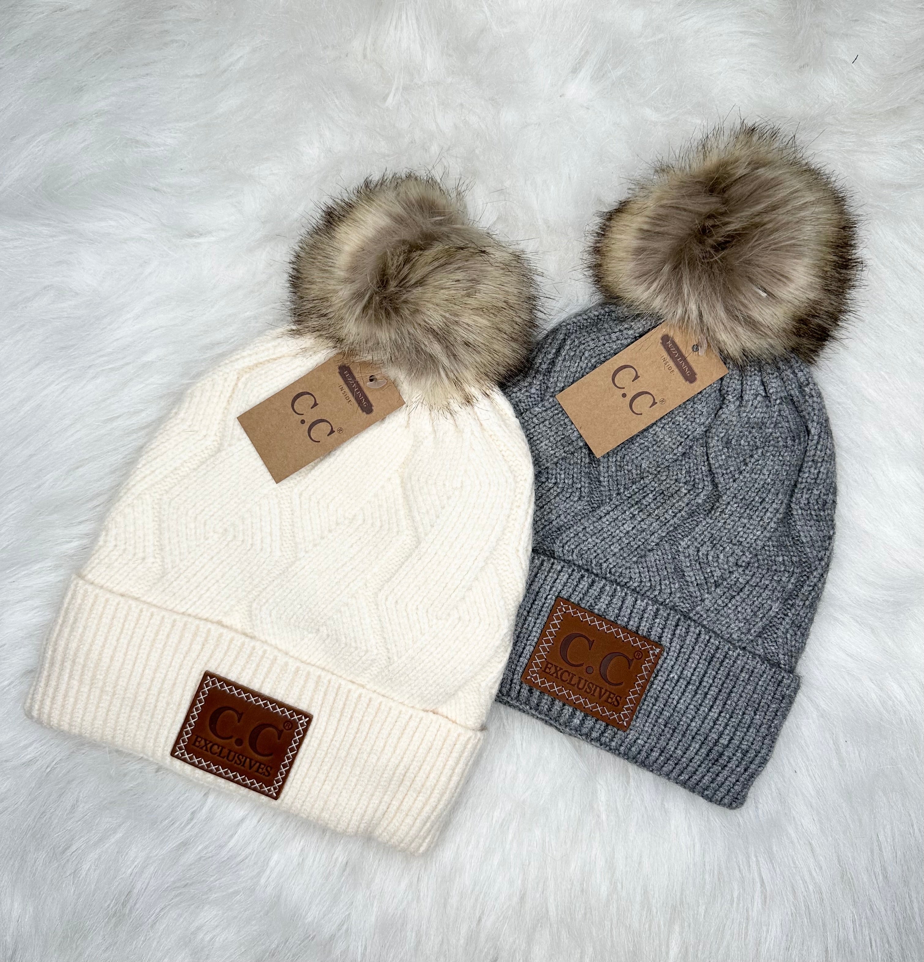 CC Geometric Pom Beanie