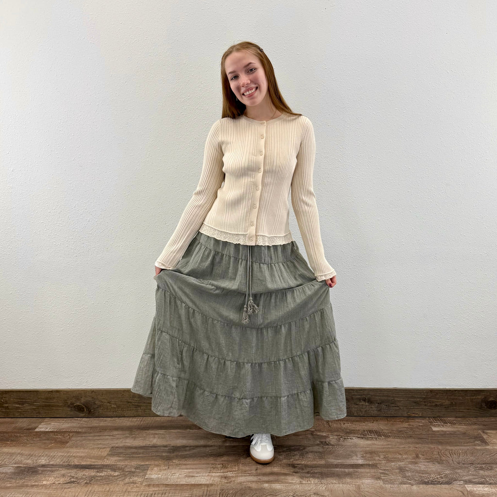 Ribbed Natural Cardigan