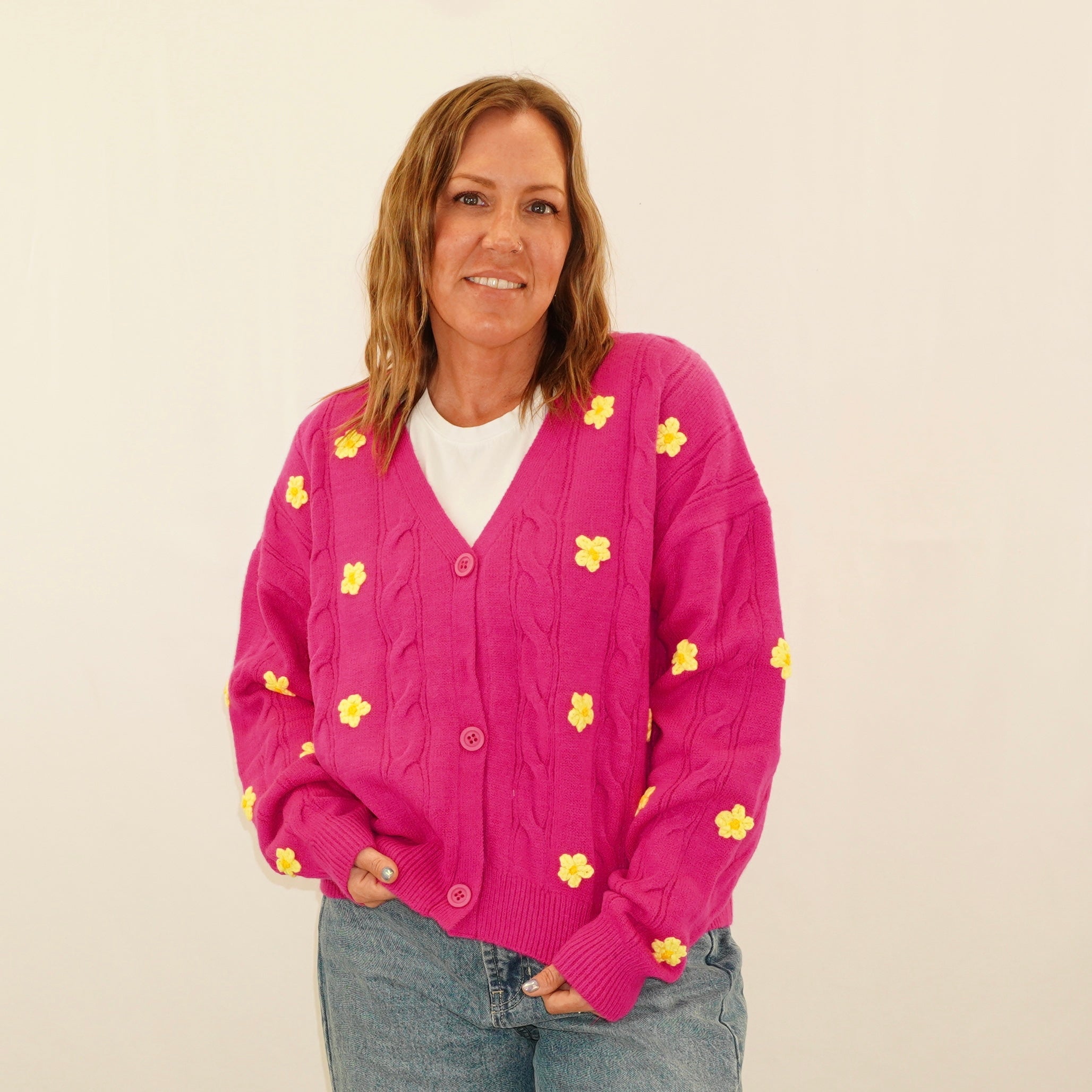 Floral Magenta Cardigan