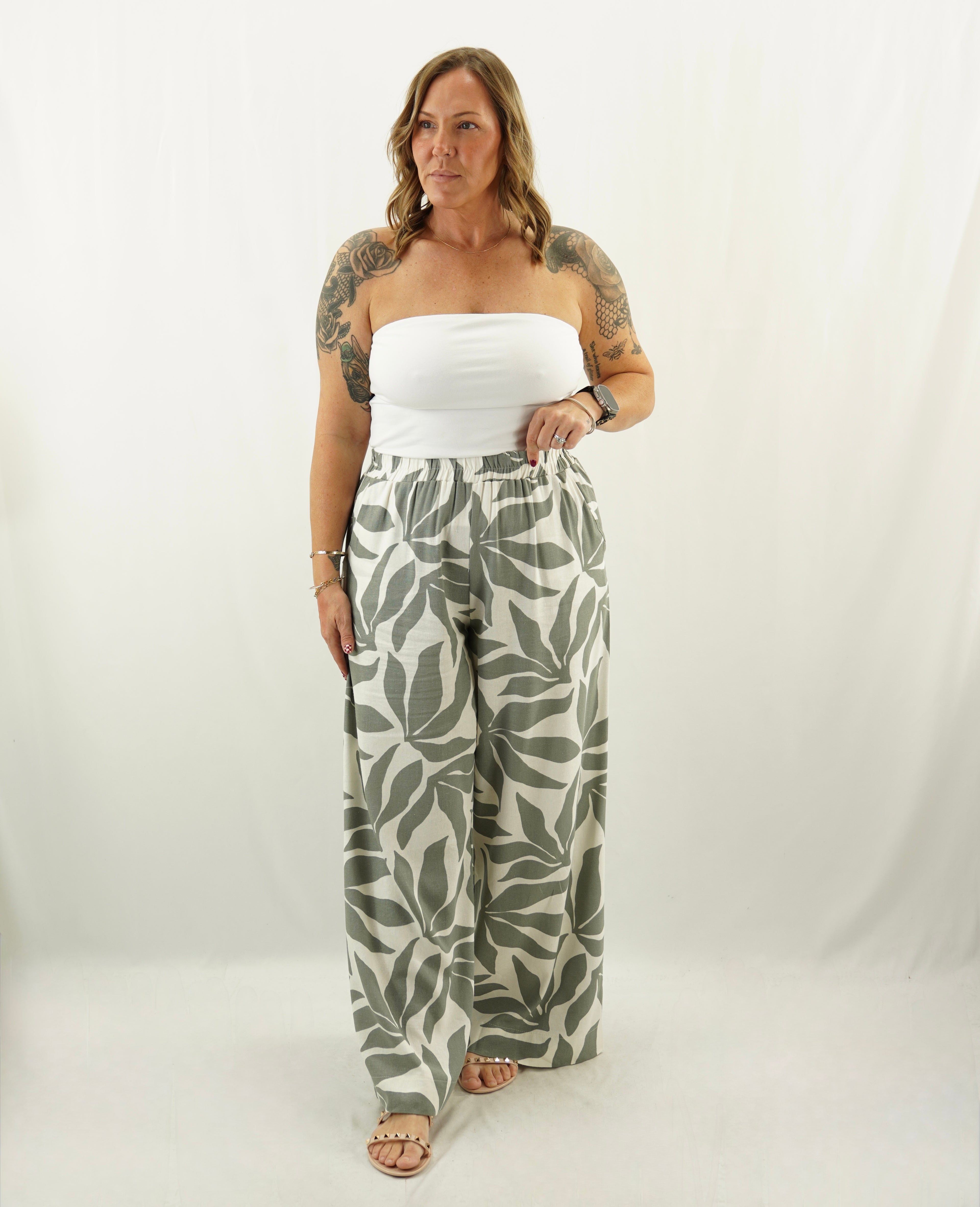 Sage Floral Pants