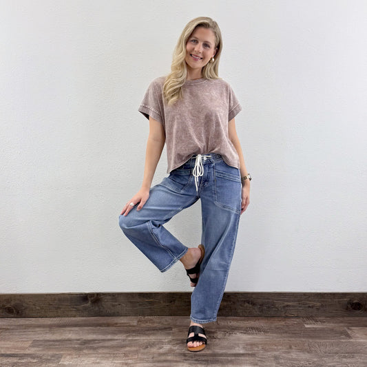 Drawstring Barrel Jeans