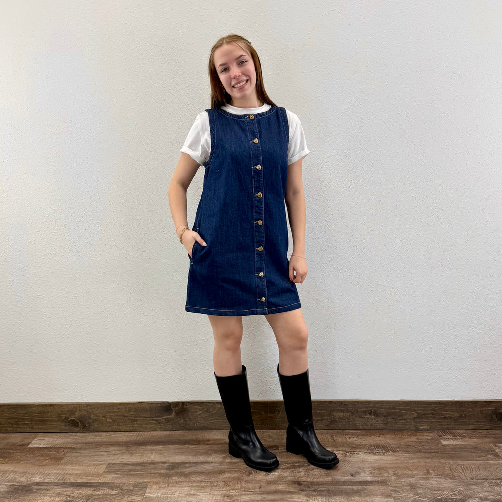 Denim Button Mini Dress
