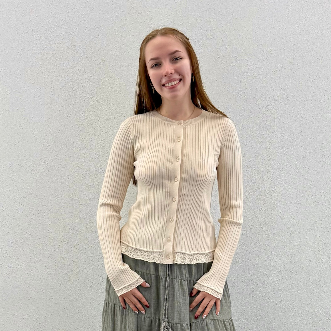 Ribbed Natural Cardigan