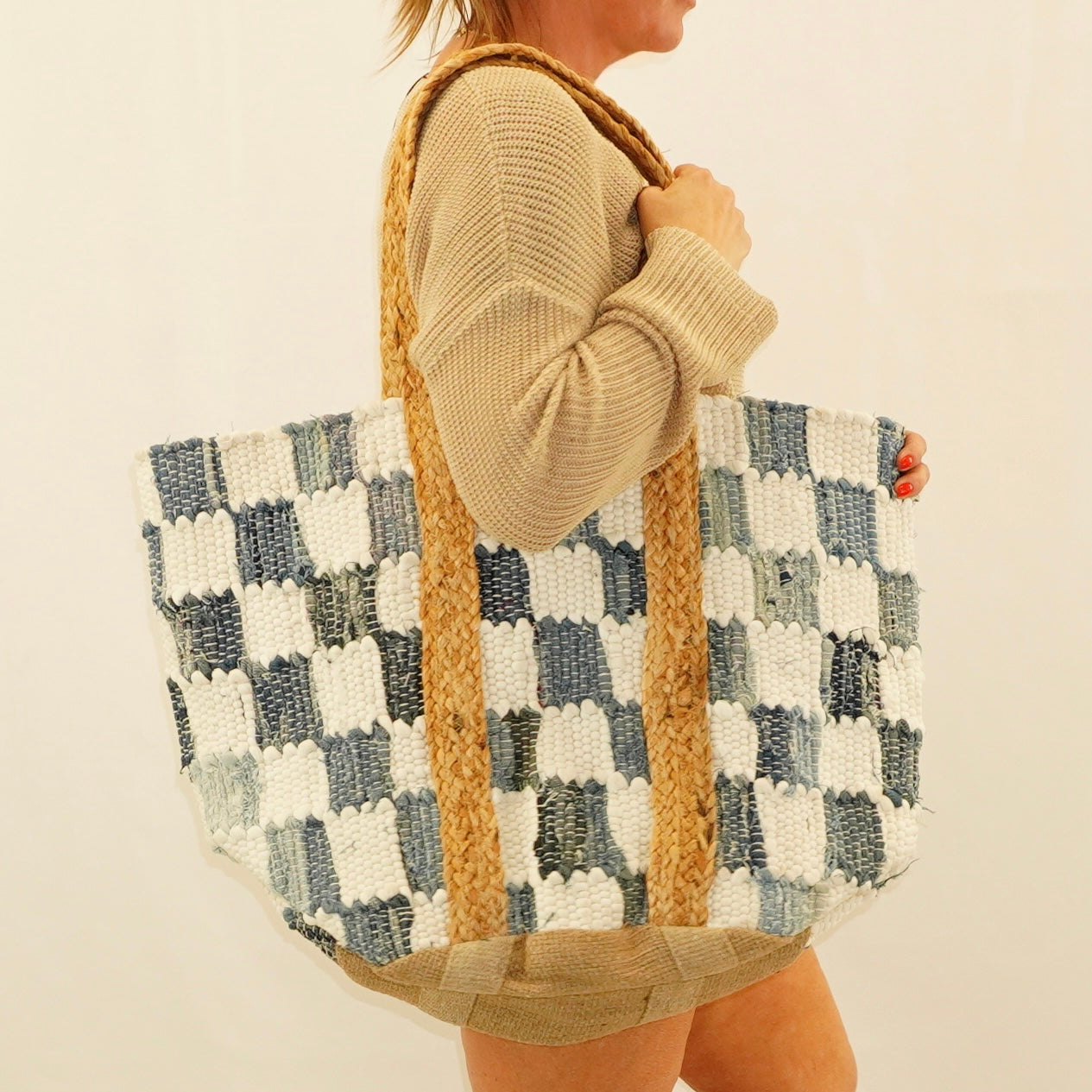 Denim Woven Tote