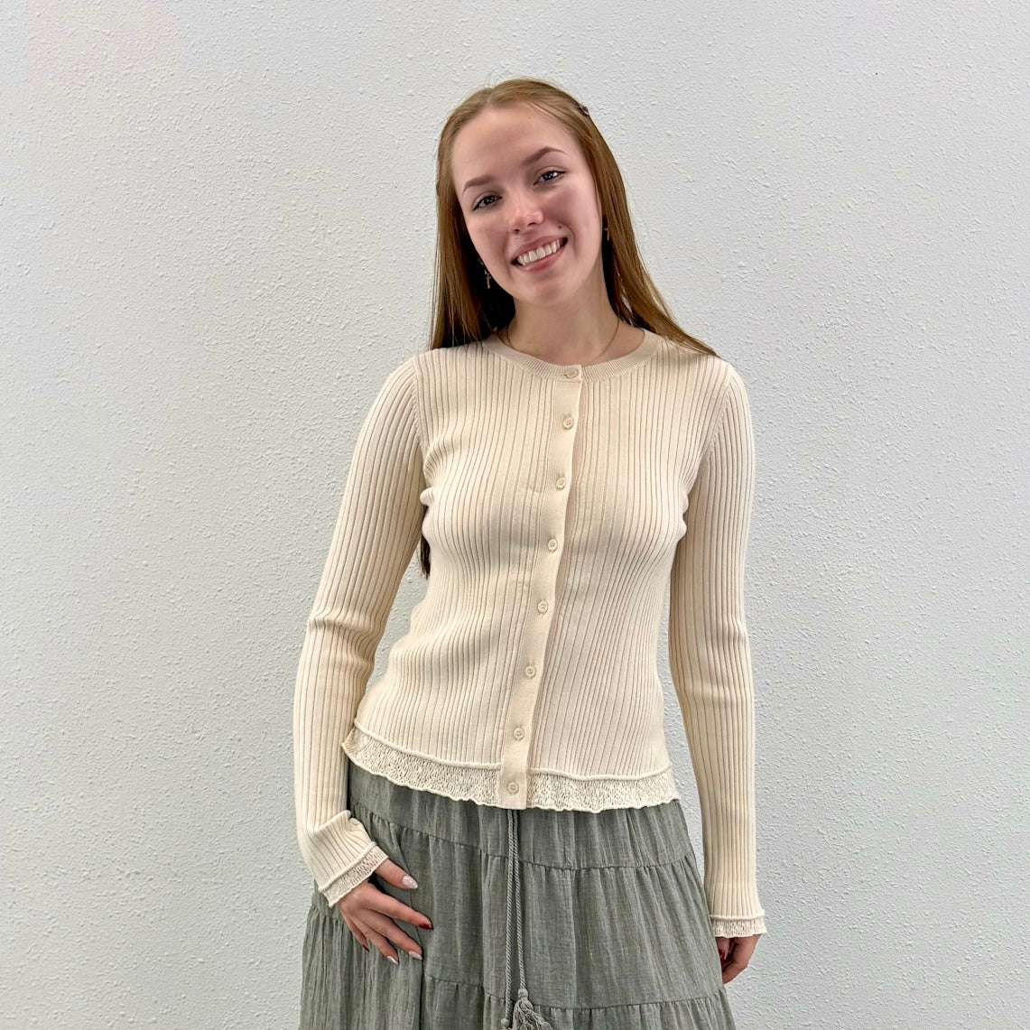 Ribbed Natural Cardigan