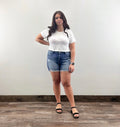Curvy Raw Hem Shorts