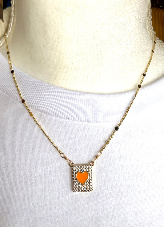 Orange Heart Necklace